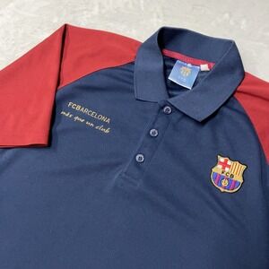 Vintage FCB Barcelona Soccer Football Branded Polo Shirt Men's  XL? ~  Y2K